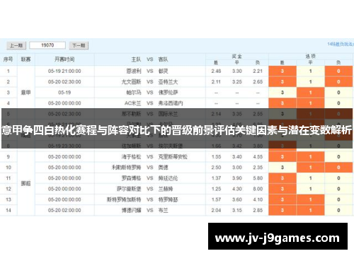 意甲争四白热化赛程与阵容对比下的晋级前景评估关键因素与潜在变数解析