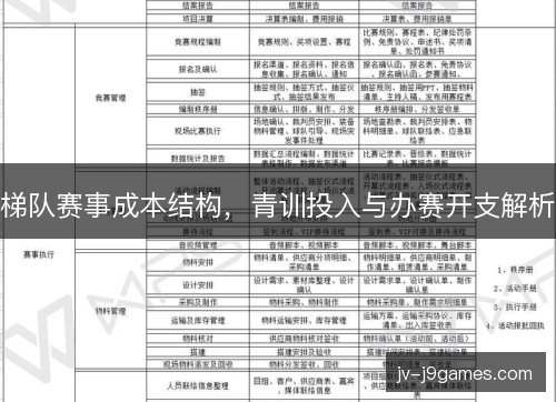梯队赛事成本结构，青训投入与办赛开支解析